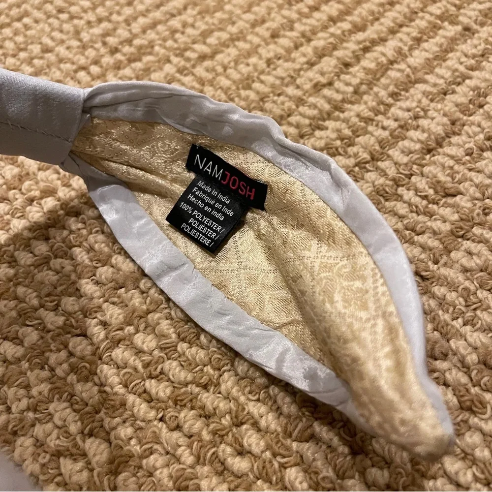 Embellished White and Gold Knotted Headband